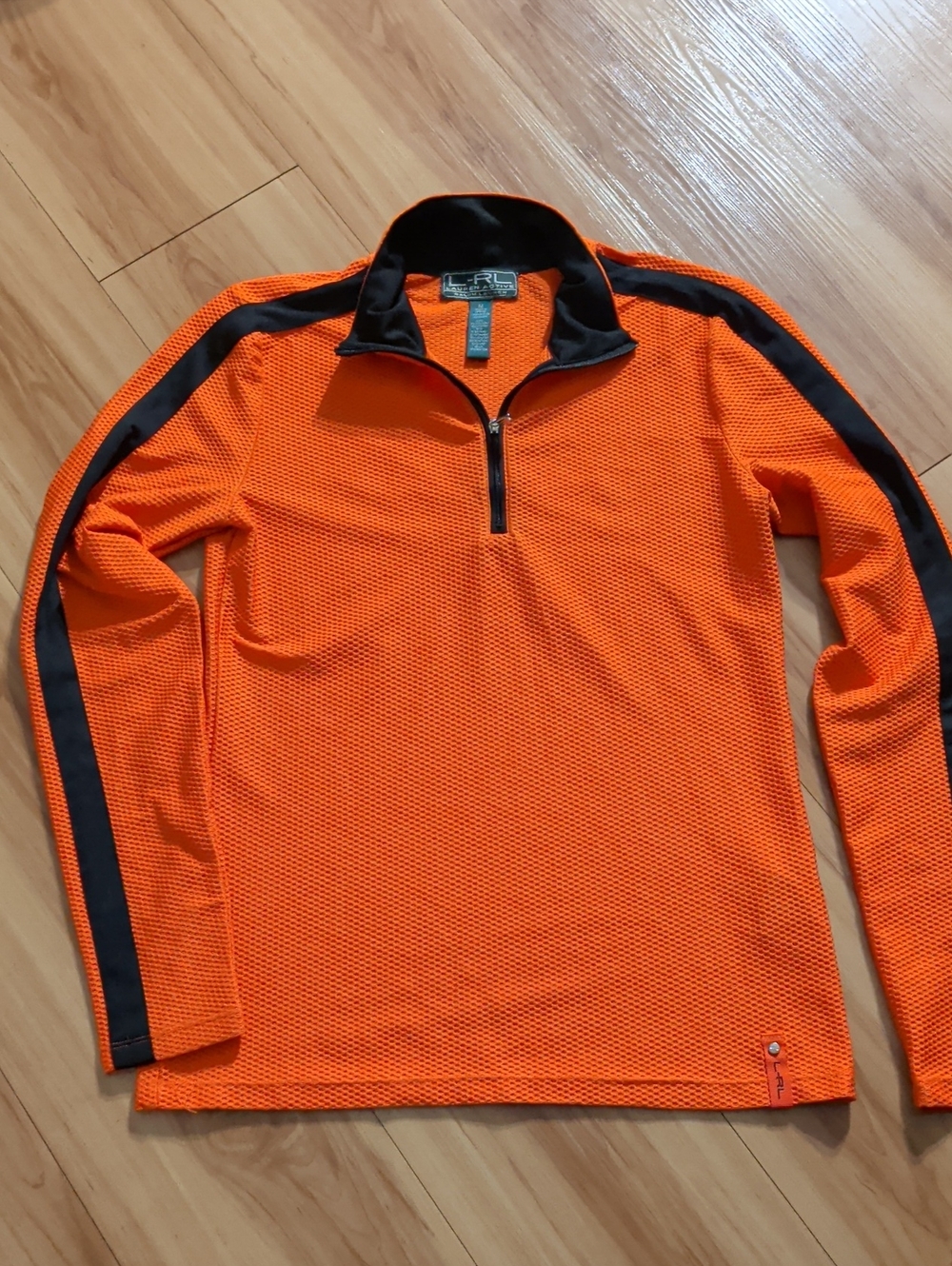 RLX Ralph Lauren Orange Quarter-Zip Pullover with Black Trim